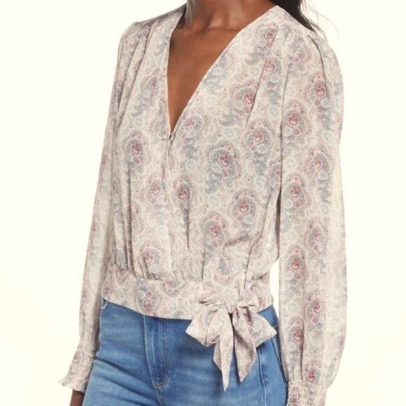 Paige Margherita Ecru Multicolor Semi Sheer Long Sleeve Blouse Womens Small NWT - Picture 15 of 16